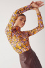 Трикотажная сеточка ALTA MODA с размытым цветочным принтом